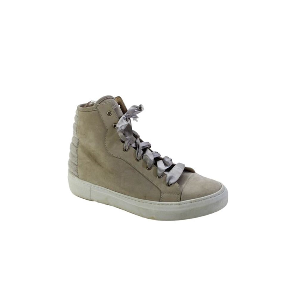 Fabiana Filippi Womens Leather Ribbon Lace Detail Sneakers Gray Size 8